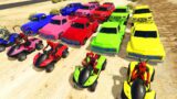 GTA V Trevor Cars Racing Challenge on Double mega Stunt Car Track with FBI Agent and Friends