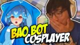 Playing Valorant with a Bao Bot cosplayer