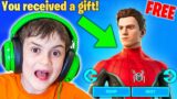 GIFTING Little Bro *NEW* Spider-Man No Way Home BUNDLE in Fortnite!