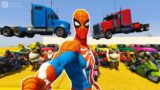 GTA V Santa Claus and All Superheroes Challenge Racing Cars in hight Ramp