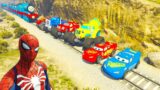 Monster McQueen Truck In Trouble With Thomas Train Spiderman GTA V