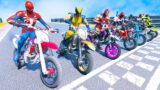 SPIDERMAN HULK IRONMAN DEADPOOL – Stunt Ramp Motorcycle in The City – GTA V MODS
