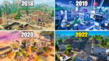 Evolution Of The Entire Tilted Towers in Fortnite (Chapter 1 Season 1 – Chapter 3 Season 1)