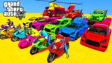 GTA V Double Mega Hill Ramps Challenge by Sport Cars, Planes, Boats and Jeeps