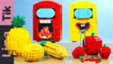 Red Fruit And Yellow Fruit Challenge   Lego Among Us   Lina Tik Mukbang Asmr Animation