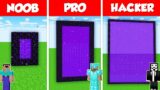 BIGGEST NETHER PORTAL HOUSE BUILD CHALLENGE – NOOB vs PRO vs HACKER / Minecraft Battle Animation