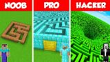 ENDLESS MAZE BASE HOUSE BUILD CHALLENGE – NOOB vs PRO vs HACKER / Minecraft Battle Animation