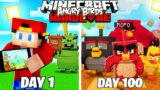 I Spent 100 Days in Minecraft as an ANGRY BIRD…