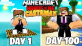 I Survived 100 Days as a CASTAWAY in Minecraft Hardcore…