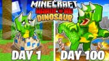 I Survived 100 Days as a DINOSAUR in HARDCORE Minecraft!