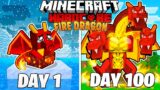 I Survived 100 Days as a FIRE DRAGON in HARDCORE Minecraft!