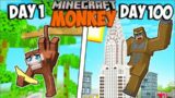 I Survived 100 Days as a MONKEY in Minecraft