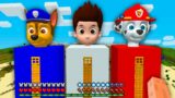 I found SUPER LONG DOOR OF PAW PATROL RYDER and MARSHALL and CHASE in Minecraft