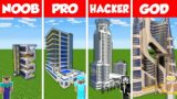 Minecraft Battle: NOOB vs PRO vs HACKER vs GOD: SKYSCRAPER HOUSE BUILD CHALLENGE / Animation