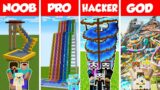Minecraft FAMILY WATER PARK BUILD CHALLENGE – NOOB vs PRO vs HACKER vs GOD / Animation