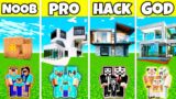 Minecraft: PRETTY PRIME MANSION HOUSE BUILD CHALLENGE – NOOB vs PRO vs HACKER vs GOD / Animation