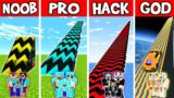 Minecraft : SUPER RAMP SPRINGBOARD BUILD CHALLENGE – NOOB vs PRO vs HACKER vs GOD / Animation