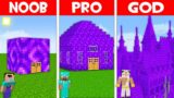 NEW PORTAL HOUSE BUILD CHALLENGE! PORTAL BASE vs PORTAL CASTLE in Minecraft NOOB vs PRO vs GOD!
