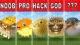Pixel Art (NOOB vs PRO vs HACKER) Pufferfish in Minecraft