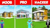 REALISTIC BASE HOUSE BUILD CHALLENGE – NOOB vs PRO vs HACKER / Minecraft Battle Animation