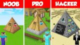 TRIANGLE PYRAMID BASE HOUSE BUILD CHALLENGE – NOOB vs PRO vs HACKER / Minecraft Battle Animation