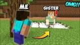 TROLLING AND STEALING DIAMONDS FROM MY LITTLE SISTER's MODERN HOUSE IN MINECRAFT
