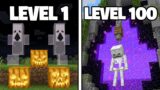 Testing Scary Minecraft Builds From Level 1 To 100