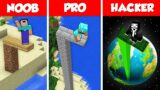 WATER SPRINGBOARD BASE HOUSE BUILD CHALLENGE – NOOB vs PRO vs HACKER / Minecraft Battle Animation