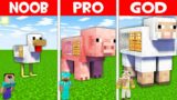 WHAT IS HIDDEN INSIDE ANIMAL HOUSE? CHICKEN vs PIG vs SHEEP in Minecraft NOOB vs PRO vs GOD!