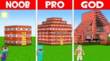 WHICH TNT HOUSE IS BETTER? TNT BASE BUILD CHALLENGE in Minecraft NOOB vs PRO vs GOD!