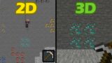 mining diamonds in minecraft 2D vs 3D