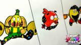 DIBUJO FRIDAY NIGHT FUNKIN PIBBY CORRUPT (BUNZO BUNNY, ANGRY BIRD RED y PACMAN) DRAWING FNF PIBBY