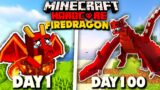 I Survived 100 Days as a FIRE DRAGON in Hardcore Minecraft