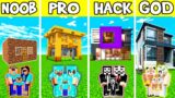 Minecraft: BEAUTY EASY MANSION BUILD CHALLENGE – NOOB vs PRO vs HACKER vs GOD