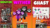 Minecraft HOW to play FAMILY GHAST WITHER SKELETON master monster school my craft Animation