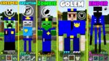 Minecraft HOW to play POLICE MOBS : ZOMBIE ENDERMAN GOLEM CREEPER SKELETON my craft master school