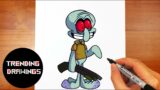 How To Draw FNF MOD Character – Squidward Easy Step by Step