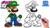 How To Draw Luigi | Como Dibujar Friday Night Funkin FNF Easy Step By Step