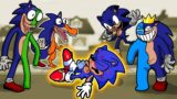 RAINBOW FRIEND Roblox vs. Sonic Dies | Rainbow Friends Swap FNF.