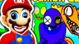 Mario Reacts To Friday Night Funkin' 2D Rainbow Friends x Green (Roblox Rainbow Friends Chapter 1)
