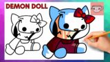 How To Draw Active Demon Doll | Hell On Kitty Friday Night Funkin Mod | FNF | Drawing Tutorial