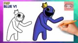 How To Draw Rainbow Friends Blue in Friday Night Funkin Mod – Vs Blue V1 | FNF | Drawing Tutorial