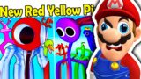 Mario Reacts To FNF VS. NEW Rainbow Friends Red & Pink & Yellow (Roblox Rainbow Friends Chapter 1)