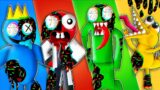 Rainbow Friends in New Corrupted "SLICED" FNF : Green Blue Annoying Orange Pibby | Roblox Animation