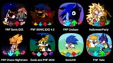 FNF Sonic.exe Monika, FNF Sonic.exe 4.0, FNF Cyclops, FNF Chaos Nightmare, FNF Sonic HD, FNF Tails