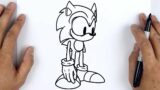 HOW TO DRAW SONIC FAKER (Sonic.ERR 1.8) | Friday Night Funkin (FNF) – Easy Drawing