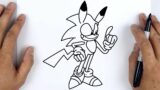 HOW TO DRAW SONICHU (Sonic.EXE 3.0 Restored) | Friday Night Funkin (FNF) – Easy Step By Step Drawing