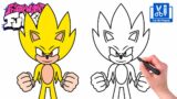 How To Draw Super Sonic | Como Dibujar Friday Night Funkin FNF Step By Step