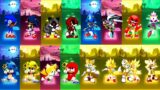 All – Sonic Exe vs Knuckles Exe FNF vs Baby Sonic vs Amy vs Menat Blaze | Tiles Hop EDM Rush
