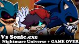 FNF | Vs Sonic.exe Nightmare Universe + GAME OVER | Mods/Hard |